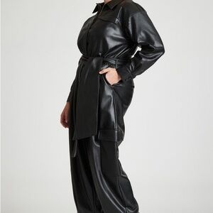 Eloquii Black Faux Leather Jumpsuit